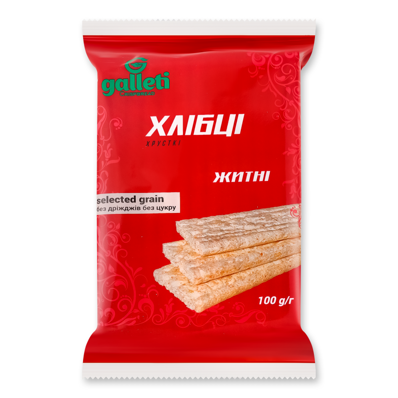 Хлібці хрусткі Луганці житні 100г Галлеті