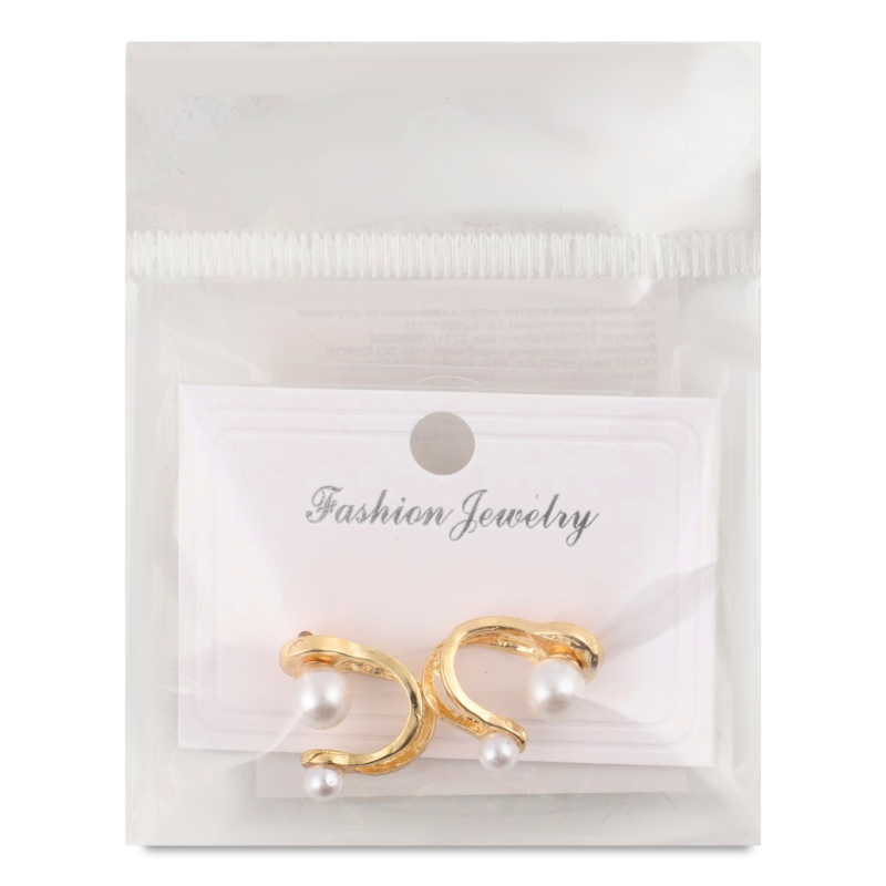 Сережки-гвіздки жовтий метал з камінцями та штучними перлами в асортименті ZBYK250513111