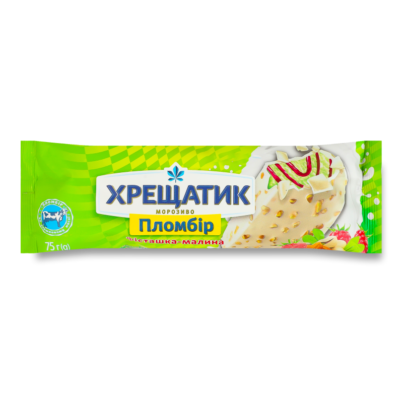 Морозиво Пломбір Фісташка-малина в кондитерській глазурі ескімо 75г Хрещатик