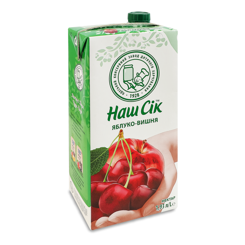 Нектар Яблуко-вишня 1,93л т/п Наш сік