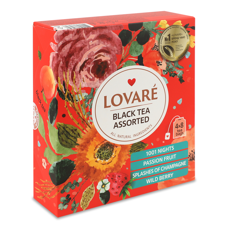 Чай Асорті чорний 32*2г Lovare