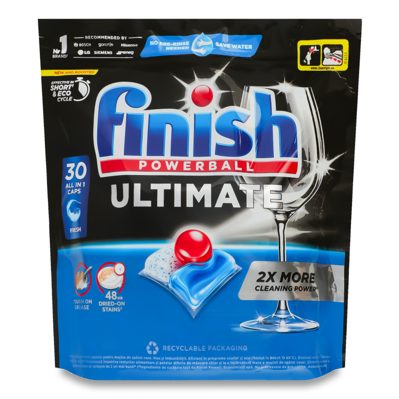 Капсули д/миття посуду в посудомийних машинах Ultimate All in 1 30шт зіп/пакет Finish