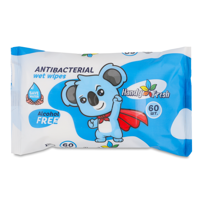 Серветки вологі антибактеріальні 60шт Handy Fresh