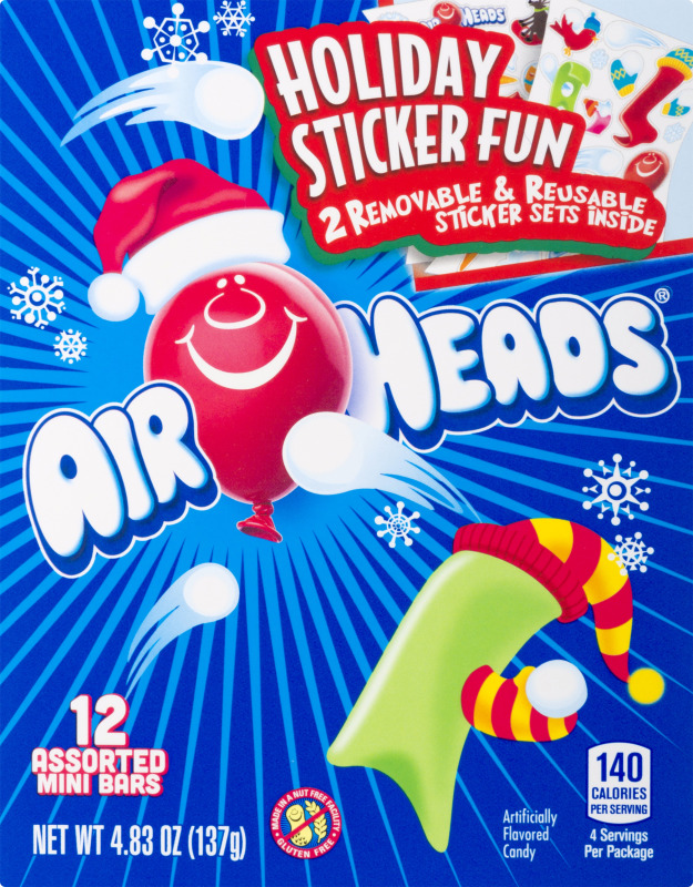 AirHeads Assorted Mini Bars Holiday Sticker Fun - 12 CT AirHeads ...