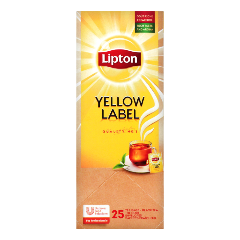 Чай чорний байховий в пакетиках Yellow Label Lipton к/у 25х