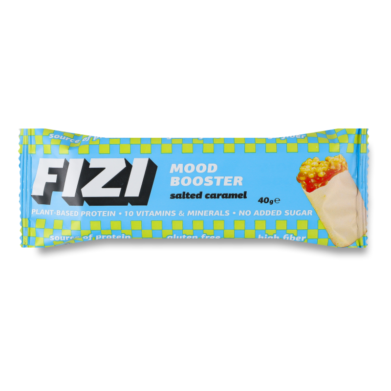 Батончик Mood booster Salted caramel в білій глазурі 40г Fizi