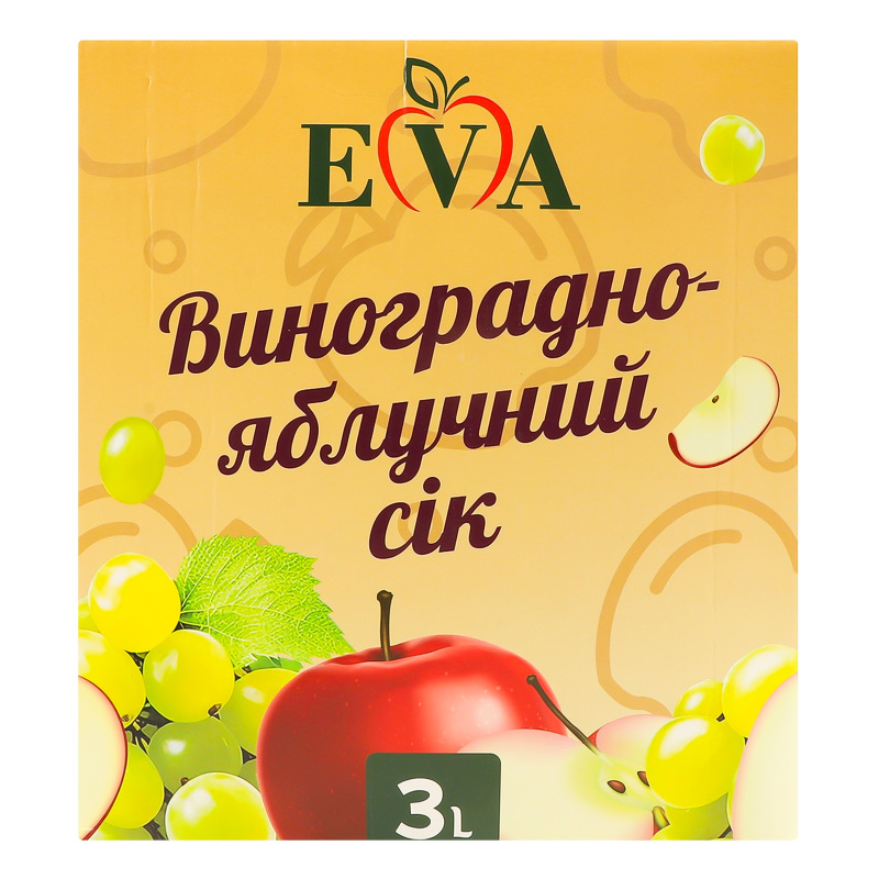 Сік пастеризований відновлений освітлений виноградно-яблучний Eva к/у