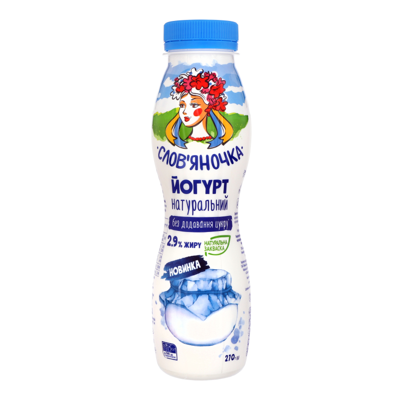 Йогурт 2.9% натуральний без цукру Слов'яночка п/пл
