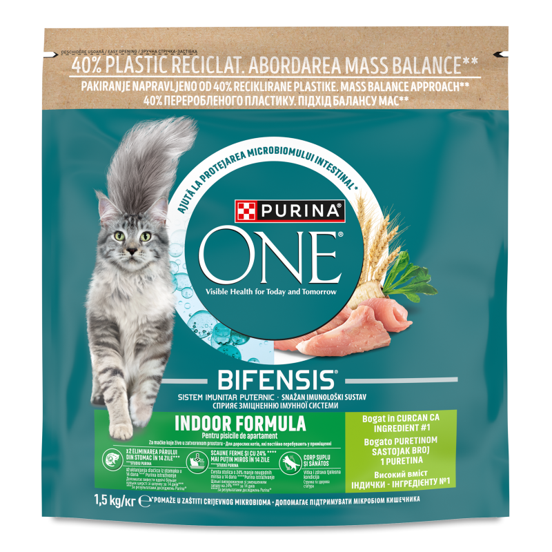 Корм д/дорослих котів Індор формула з індичкою та цільними злаками сухий 1,5кг Пуріна Ван