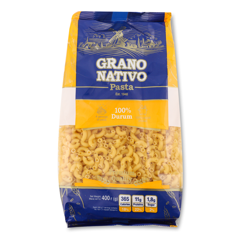 Вироби макаронні Ріжки 400г Grano Nativo