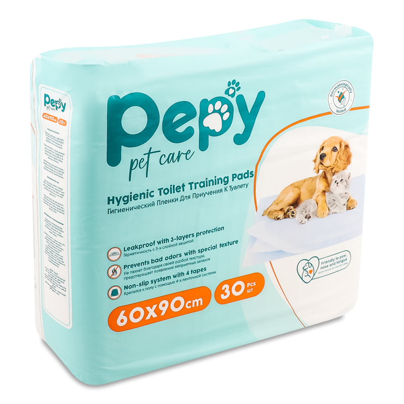 Пелюшки поглинаючі д/тварин 60*90см 30шт Пепі