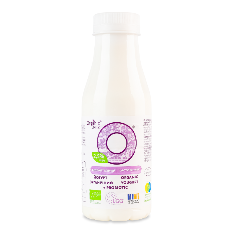 Йогурт питний органічний безлактозний 2,5% 280г пет Organic Milk