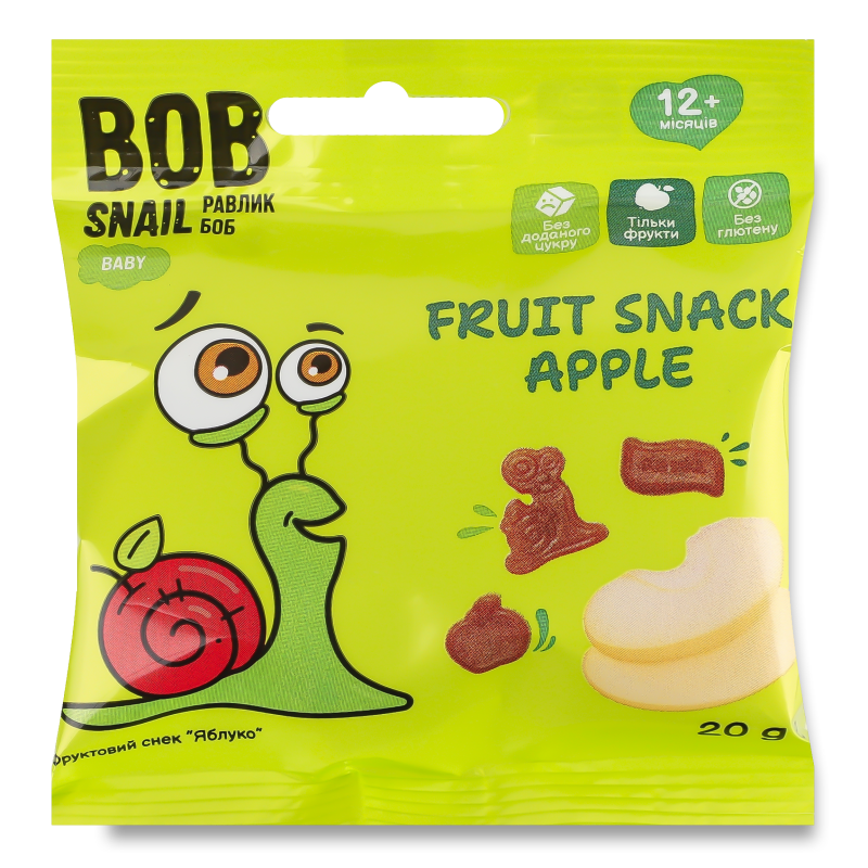 Снек фруктовий дитячий Яблуко від 12місяців 20г Bob Snail