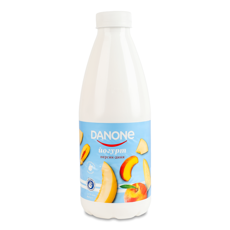 Йогурт питний з наповнювачем Персик-диня 1,5% 800г пет Danone