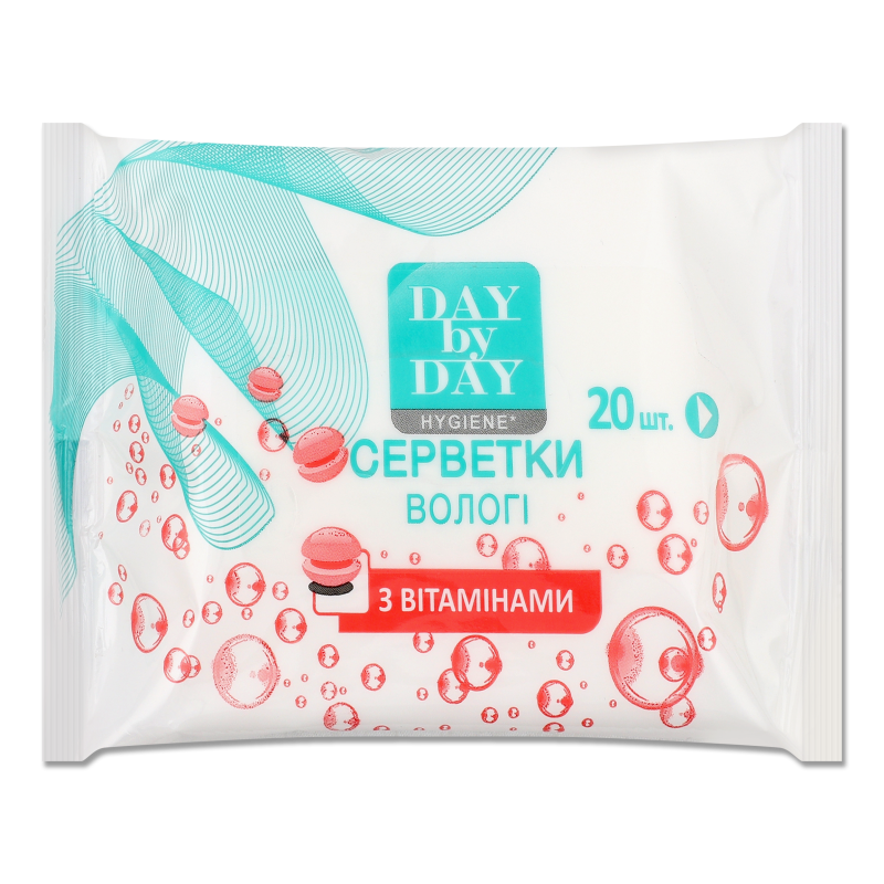 Серветки косметичні вологі з вітамінами 20шт Day by Day