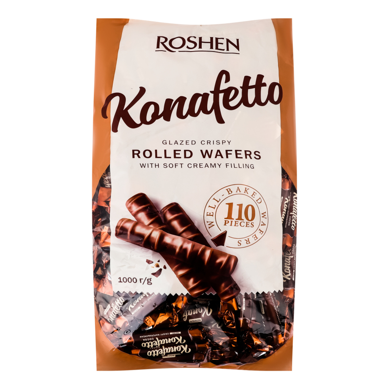 Трубочки вафельні глазуровані Konafetto nero Roshen кг