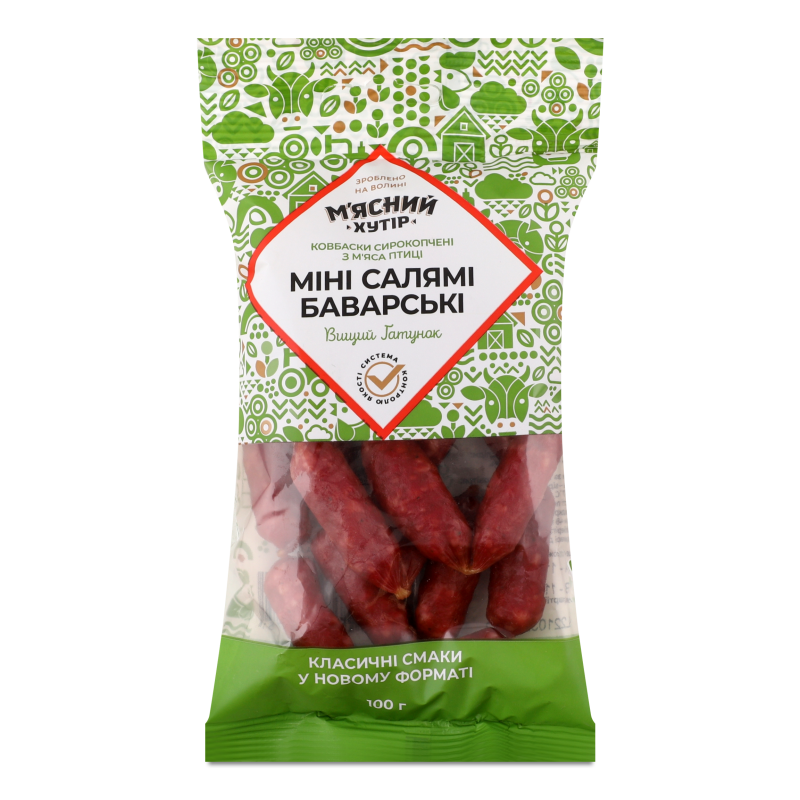 Ковбаски Міні салямі Баварські с/к в/г 100г М’ясний хутір