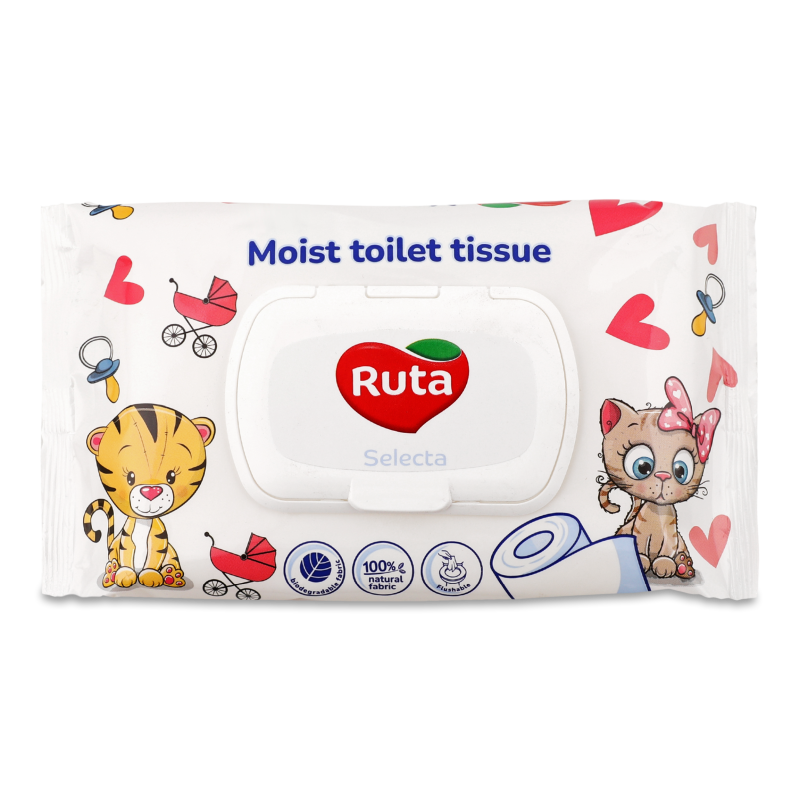 Папір туалетний вологий Selecta 40шт Ruta