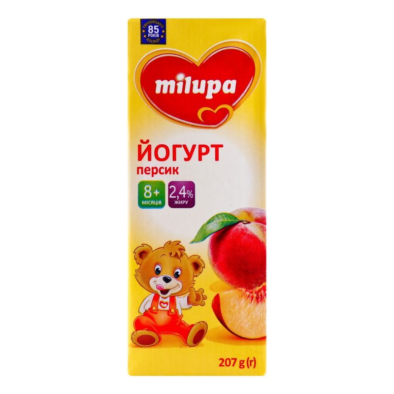 Йогурт 2.4% для дітей від 8міс Персик Milupa т/п