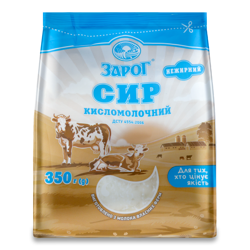 Сир кисломолочний нежирний 350г п/е ЗароГ