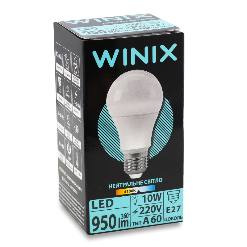 Лампа світлодіодна LED A60 220V 10w E27 4100K Winix