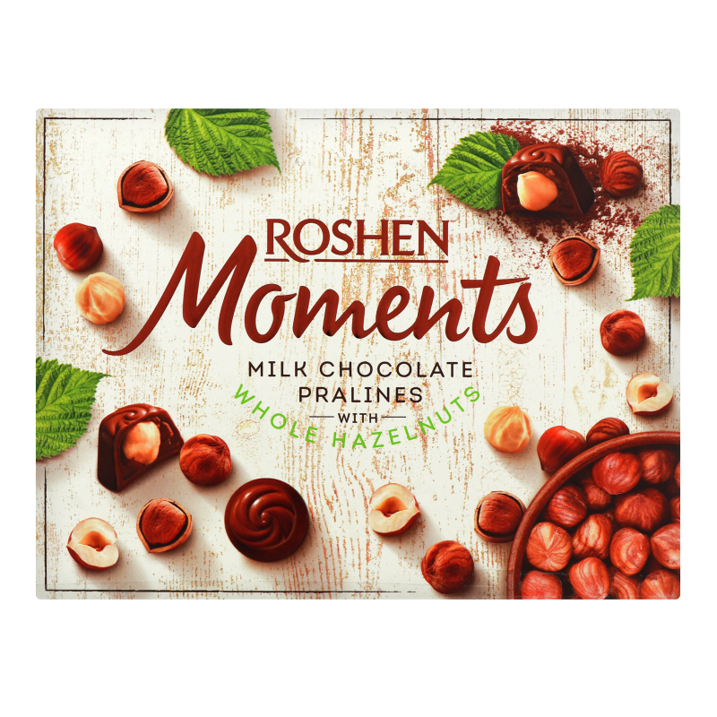 Цукерки шоколадні з цілим фундуком Roshen Moments к/у 116г Roshen