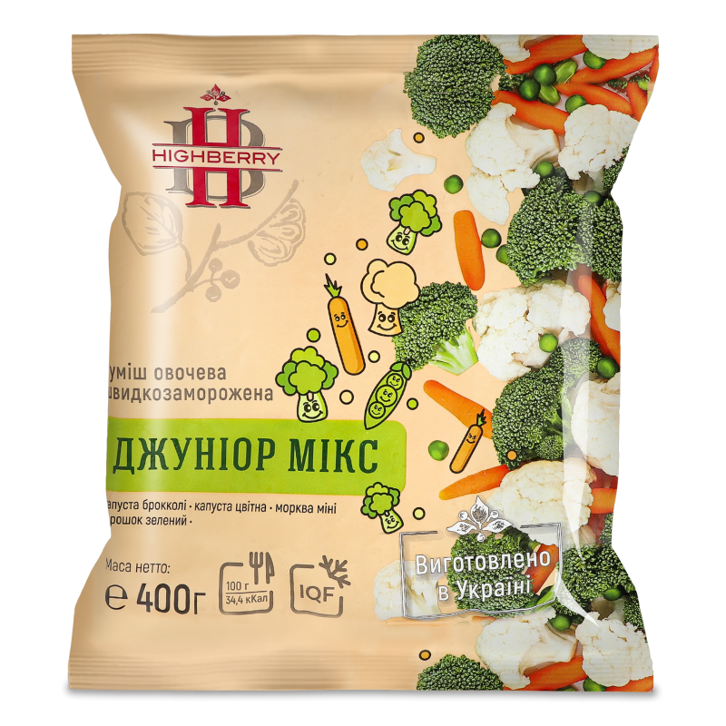 Суміш овочева Джуніор Мікс швидкозаморожена 400г Highberry
