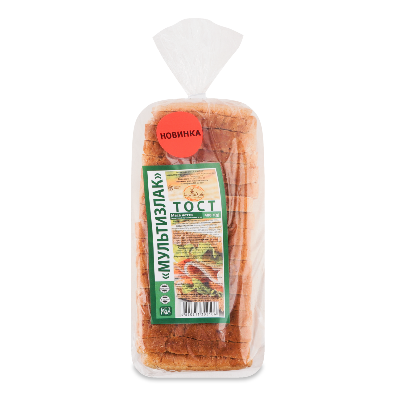 Хліб-тост Мультизлак 400г плівка НіжинХліб
