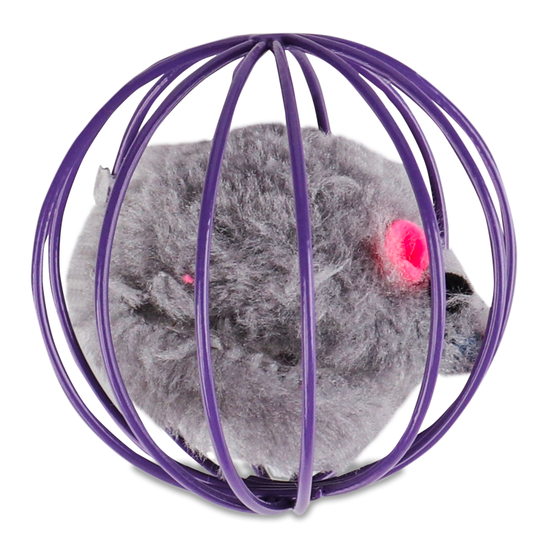 Іграшка д/котів Мишка хутро в кулі-брязкальці 6см Flamingo