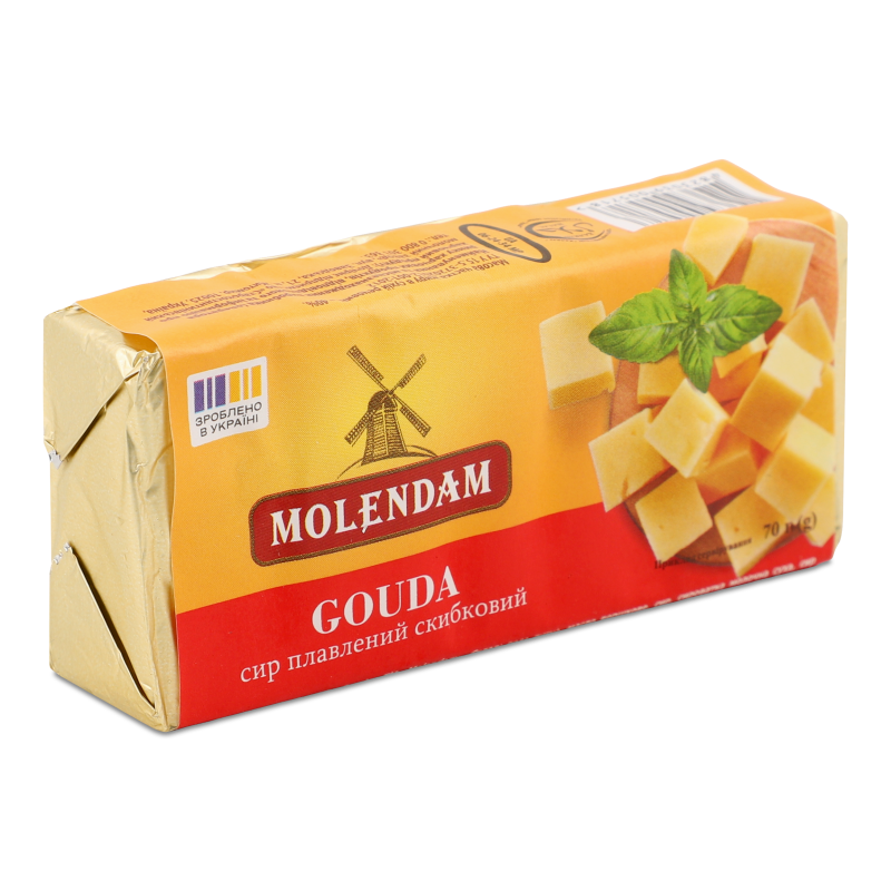 Сир плавлений Гауда скибковий 40% 70г Молендам