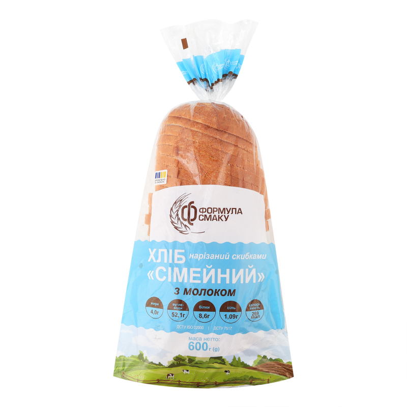 Хліб нарізний з молоком Сімейний Формула смаку м/у