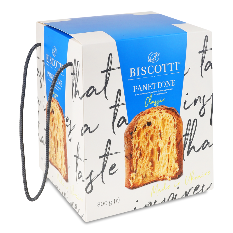 Виріб хлібобулочний здобний Панетоне 0,8кг коробка Biscotti