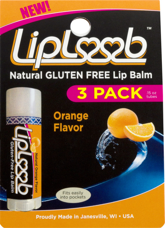 LipLoob Natural GlutenFree Lip Balm Orange 3 PK LipLoob(868395000216