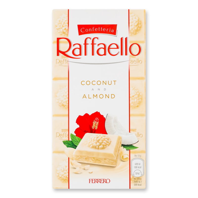 Шоколад білий з кокосовою стружкою та мигдалем 90г Раффаело