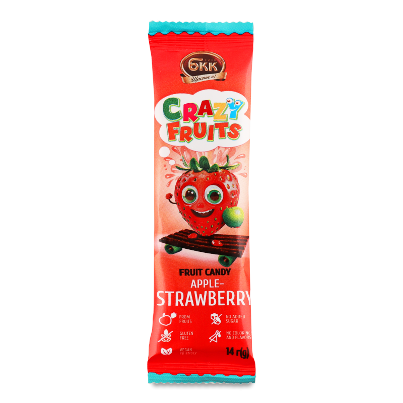 Цукерка фруктова Crazy fruits Яблуко-полуниця 14г БКК