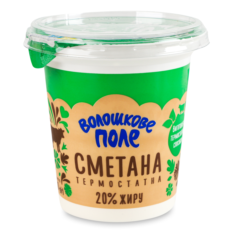 Сметана термостатна 20% 300г стакан Волошкове поле