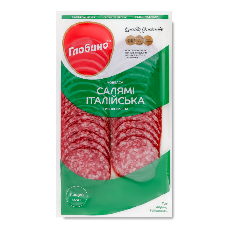 Ковбаса Салямі Італійська с/к в/г нарізка 80г в/у Глобино