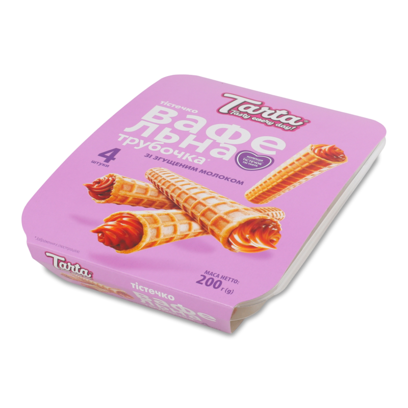 Трубочка вафельна з згущеним молоком 200г блістер Тарта
