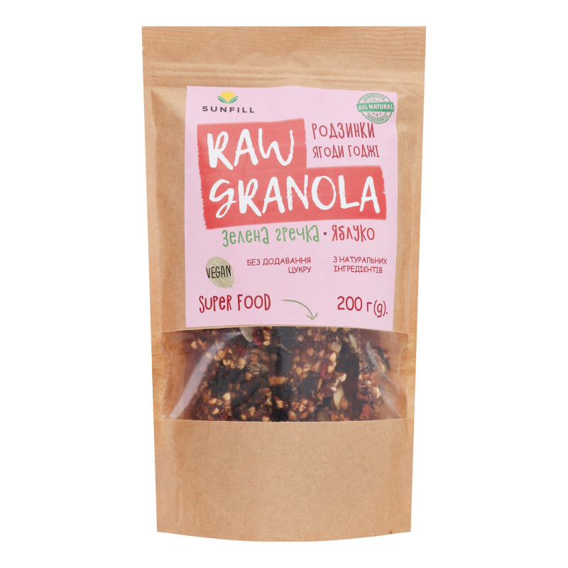 Гранола Родзинки ягоди годжі Raw Granola SunFill д/п