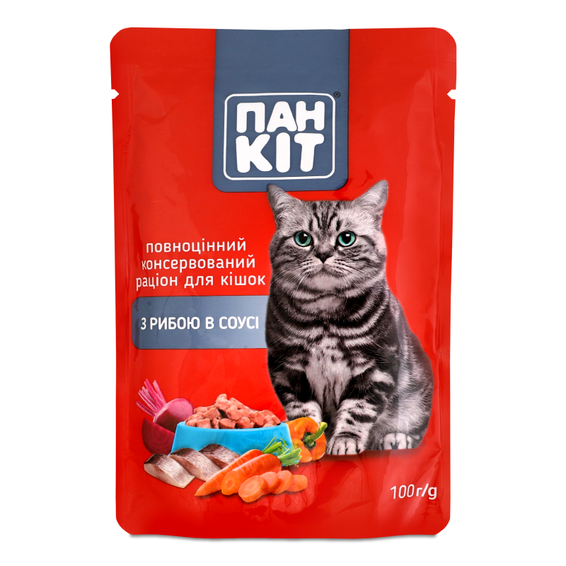 Корм д/котів з рибою в соусі 100г пауч Пан Кот