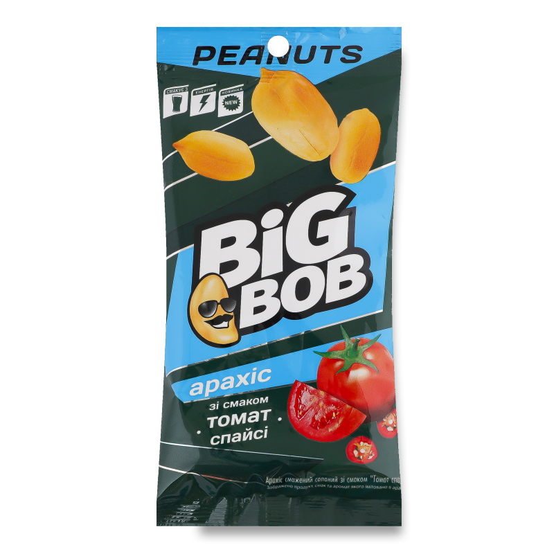 Арахіс смажений солоний з смаком Томат спайсі 60г Big Bob