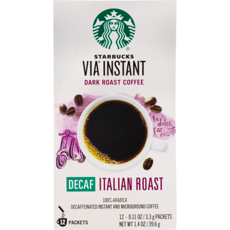 Starbucks Via Instant Dark Roast Coffee Decaf Italian Roast Packets