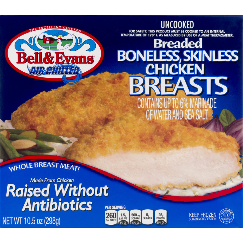 Bell & Evans Uncooked Boneless, Skinless Chicken Breasts Breaded Bell